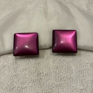 Purple Square Clip on Earrings